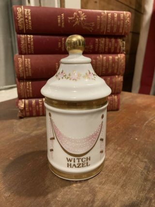 Vintage Apothecary Jar Witch Hazel Porcelain Stunning Lovely Rare