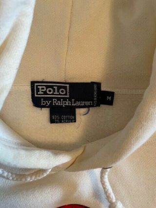 Vintage 90s Ralph Lauren Polo Bear Hoodie sz M rare stadium ski sweatshirt 3