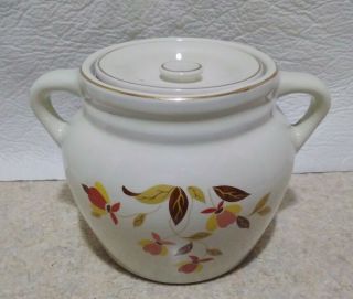 Jewel Tea Autumn Leaf Vintage Rare Two Handle Bean Pot Hall China