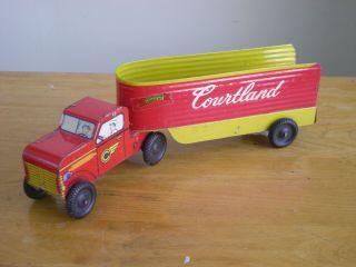 Vintage Courtland Very Early Rare Tin " Flying C " Trailer & Box Type Cab Marx