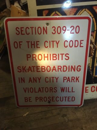 Vintage Rare Old Police Skateboarding Violation Sign