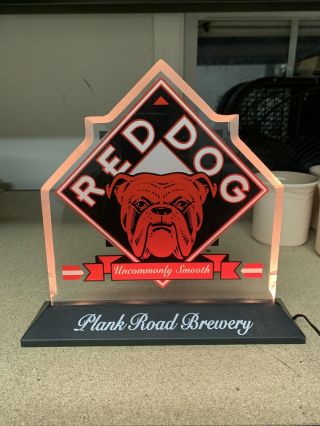 Rare Red Dog Beer Edge Lit Back Bar Sign Light Oaj194 - 67 Plank Road Brewery