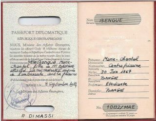 Central African Republic Diplomatic passport issued in 1981.  Rare example 2