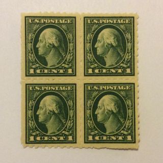 Rare Us Sc 408 Kansas City Roulette Block Of 4 Stamps Signed 1 Cent Green