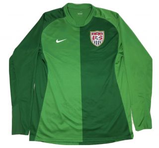 Rare Nike Authentic Us Soccer Goal Keeper Dri - Fit Jersey Green Stripe Sz Xl