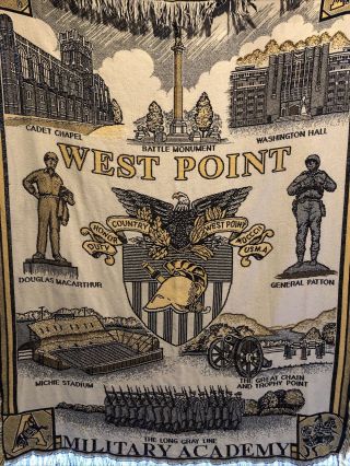 West Point Usma Navy Wool Blanket 48 " X64 " Made In Usa Rare Look