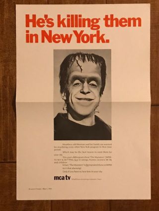 The Munsters - Rare Tv Poster - Fred Gwynne