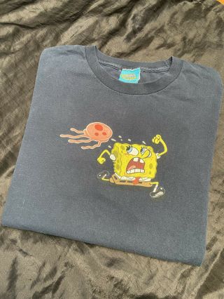 Vintage Spongebob Squarepants Zapped Pants Jellyfish Shirt Nickelodeon Rare 2002