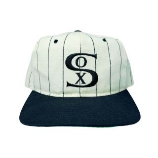 Vtg Rare Mlb Chicago White Sox Pinstriped Wool Starter Snapback Hat Cap