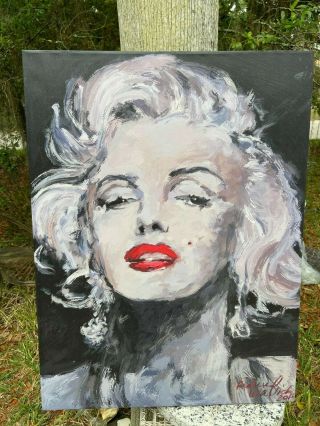 Rare Large Richard Wallich Marilyn Monroe Canvas Art Impressionist Glamour Girl