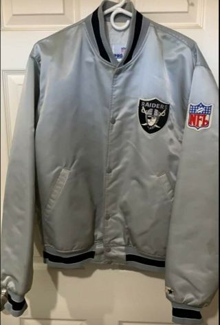 Vintage Los Angeles Raiders Starter Satin Jacket Size L Rare