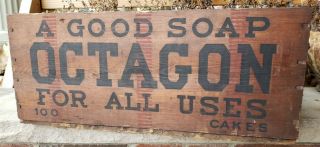Rare Antique Octagon Soap Colgate Co Wooden Advertising Box Crate
