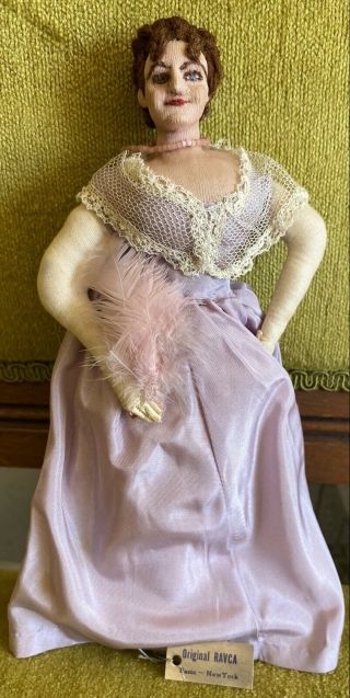 Rare Antique Tagged France Ravca Cloth Doll Presidents Wife Vanburen