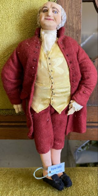 Rare Antique Tagged France Ravca Cloth Doll President John Adams