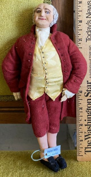 RARE Antique Tagged France Ravca Cloth Doll President John Adams 2