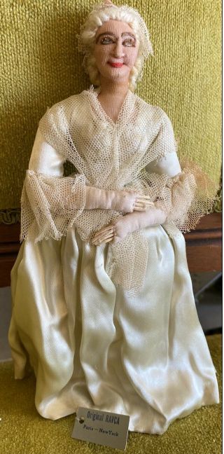 Rare Antique Tagged France Ravca Cloth Doll President Washington’s Wife Martha