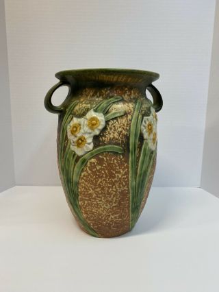 Rare Antique Roseville Pottery 1931 Jonquil Large 2 Handled Floor Vase 531 - 12