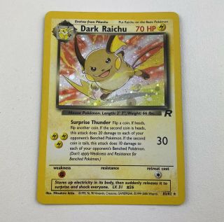 Pokemon Dark Raichu Team Rocket 83/82 Secret Rare Holo Wotc 1999