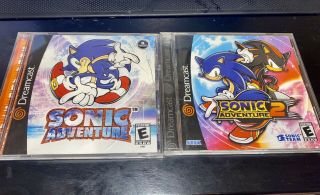 Sonic Adventure 1 & 2 (sega Dreamcast,  1999) Rare Video Games Complete