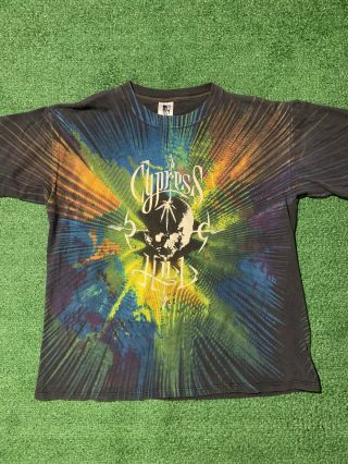 Vintage 90s Cypress Hill All Over Print Rap T Shirt Size Adult Medium Gem Rare