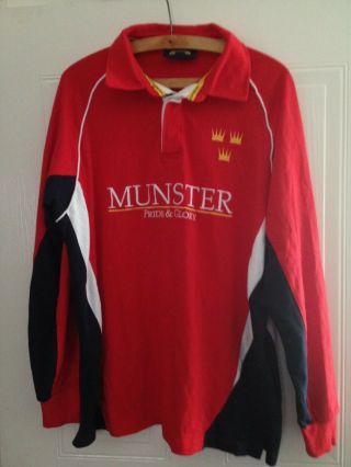 Munster Rugby Union Vintage Shirt Red Jersey Top Ireland Rare Mens Size Xl