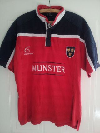 Munster Rugby Union Vintage Shirt Red Jersey Lfr Top Ireland Rare Mens Size