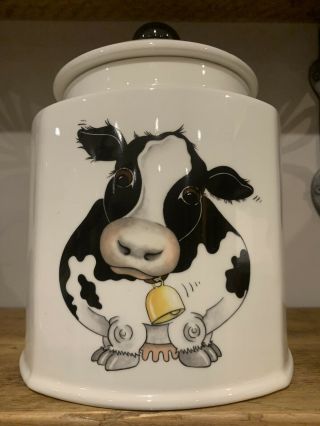 Vintage Rare Arthur Wood Front & Back Dairy Cow Jumbo Ceramic Storage Jar