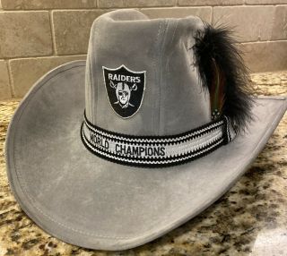 Rare Vintage Oakland Raiders Cowboy Hat Nfl World Champions Promo Large