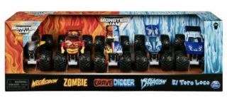 Rare - Spin Master Monster Jam Truck Fire & Ice 5 Pack - Uk Seller