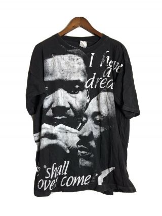 Vtg 90s Mlk All Over Print T - Shirt Rare Martin Luther King Malcolm X Xl
