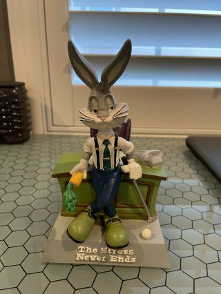 Extremely Rare 1995 Looney Tunes Bugs Bunny Figure Desk “the Stress Never Ends”