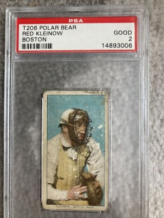 1911 T206 Red Kleinow Boston - Psa 2 Rare Polar Bear