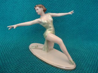 Antique Old Rare Art Deco Dancer Woman Lady Porcelain Figure Figurine