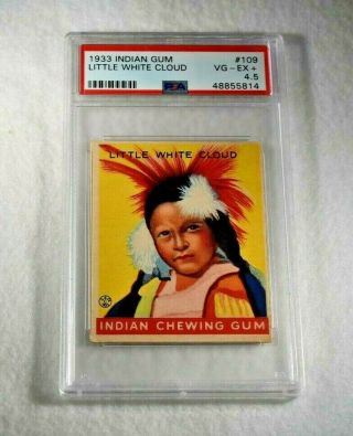 Rare 1933 Little White Cloud Indian Chewing Gum Trading Card - Number 109 - Psa 4.  5