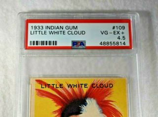 Rare 1933 LITTLE WHITE CLOUD INDIAN CHEWING GUM Trading Card - Number 109 - PSA 4.  5 2