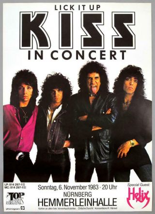 Kiss,  Helix – Rare Vintage Nuremberg 1983 Concert Poster