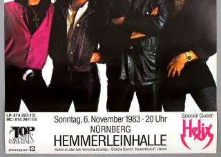 KISS,  HELIX – rare vintage Nuremberg 1983 concert poster 3
