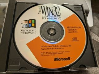 Rare: Microsoft Windows Nt 3.  1 March 1993 Beta And Win32 Sdk Cd