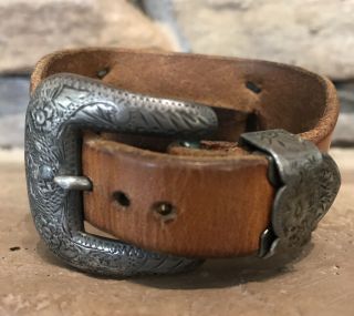 Vintage Keyston Bros Sterling Silver Custom Belt Buckle Watch Band W/bulls Rare