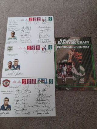 Rare - Celtic Vs Man Utd Full Teams Signatures - Danny Mcgrain Testimonial 1980