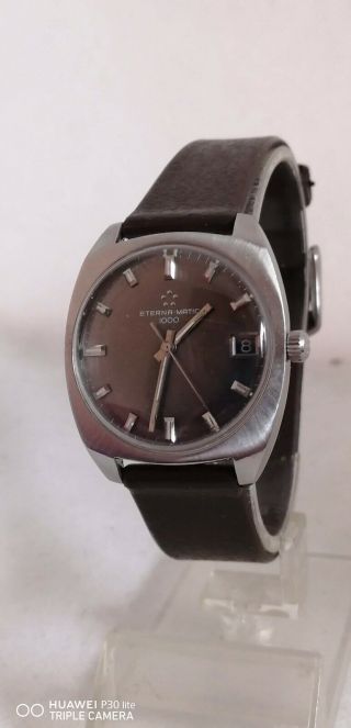 vintage eterna matic 1000 wrist watch Automatic 34 MM Rare Dial Running 2