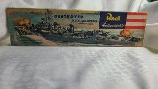 Revell " U.  S.  S.  Sullivans " Destroyer Model Kit.  1954 Near Shape.  Rare