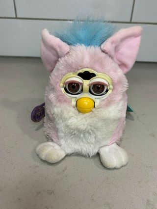Vintage Furby Baby Rare Pink Blue Hair 1999 Tiger Electronics Tags Model 70 - 940