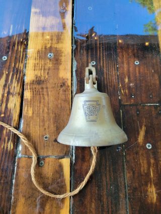 Rare Prr Pennsylvania Railroad Brass Bell With Brass Bracket Htf