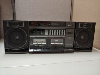 Sanyo C33 Boombox Ghettoblaster Dual Tape Deck Am/fm Radio Vintage Rare