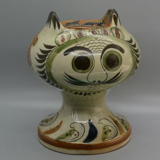 Rare Vintage Ken Edwards Cat Del Gato Art Pottery Pillar Candle Holder Tonala Mx