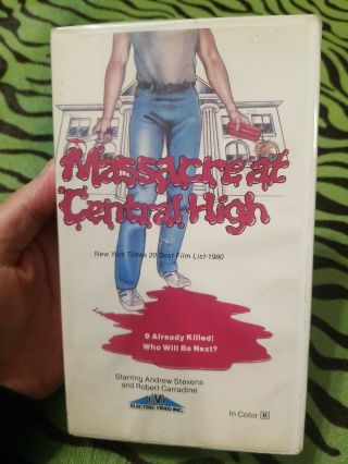 Massacre At Central High Vhs Horror Thriller Oop Very Rare Htf Evi Plays Great