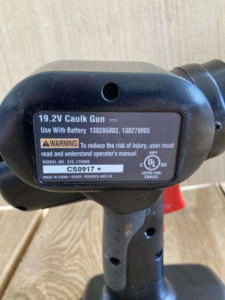 Rare Craftsman C3 19.  2V Caulk Caulking Gun 315.  115960 - - 3