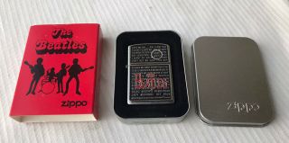 2006 Rare Zippo The Beatles Songs Lighter In Tin With Jacket Great Cond.