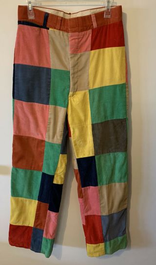 Rare Vintage 1960s 1970s Union Made Patchwork Corduroy Pants Jeans Multi - Colored
